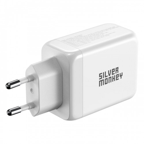 Silver Monkey GaN 65W wall charger 2x USB-C PD 1x USB-A QC 3.0 - white image 3