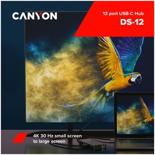 CANYON hub DS-12 13in1 4k USB-C Dark Grey image 3