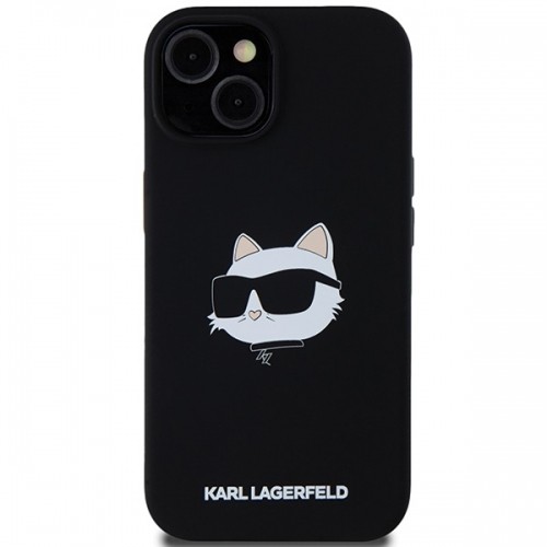 Karl Lagerfeld KLHMP15SSCHPPLK iPhone 15 | 14 | 13 6.1" czarny|black hardcase Silicone Choupette Head MagSafe image 3