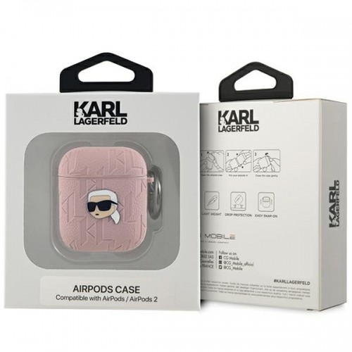 Karl Lagerfeld KLA2PGKIPP AirPods 1|2 cover różowy|pink Monogram Karl Head image 3