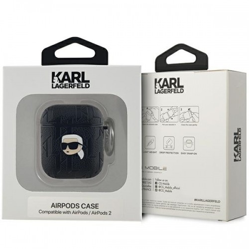 Karl Lagerfeld KLA2PGKIPK AirPods 1|2 cover czarny|black Monogram Karl Head image 3