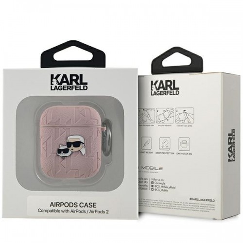 Karl Lagerfeld KLA2PGKCPP AirPods 1|2 cover różowy|pink Monogram Karl & Choupette Head image 3