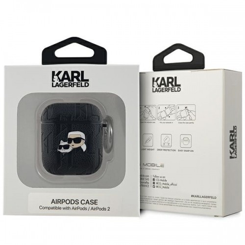 Karl Lagerfeld KLA2PGKCPK AirPods 1|2 cover czarny|black Monogram Karl & Choupette Head image 3