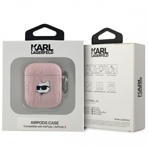 Karl Lagerfeld KLA2PGCHPP AirPods 1|2 cover różowy|pink Monogram Choupette Head image 3