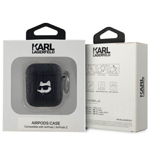 Karl Lagerfeld KLA2PGCHPK AirPods 1|2 cover czarny|black Monogram Choupette Head image 3