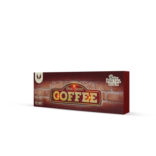 RETRO Metal Sign LED Fresh Brewed Coffee Forever Light image 3