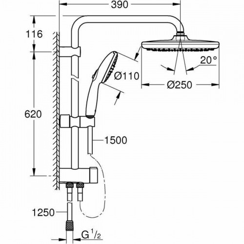 Dušas kolonna Grohe Vitalio Start System 250 Plastmasa image 3