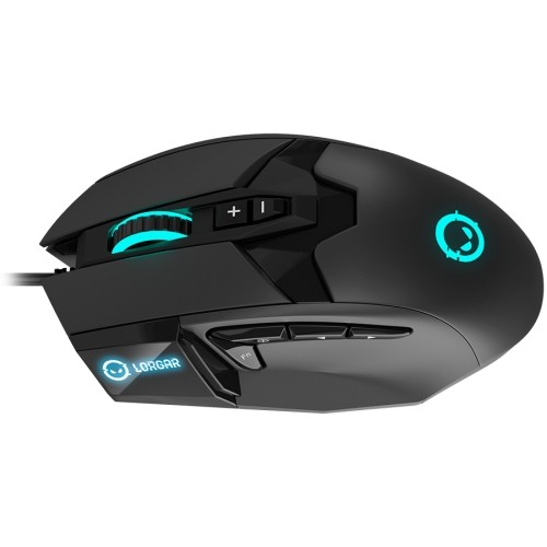 LORGAR Stricter 579, gaming mouse, 9 programmable buttons, Pixart PMW3336 sensor, DPI up to 12 000, 50 million clicks buttons lifespan, 2 switches, built-in display, 1.8m USB soft silicone cable, Matt UV coating with glossy parts and RGB lights with 4 LED image 3