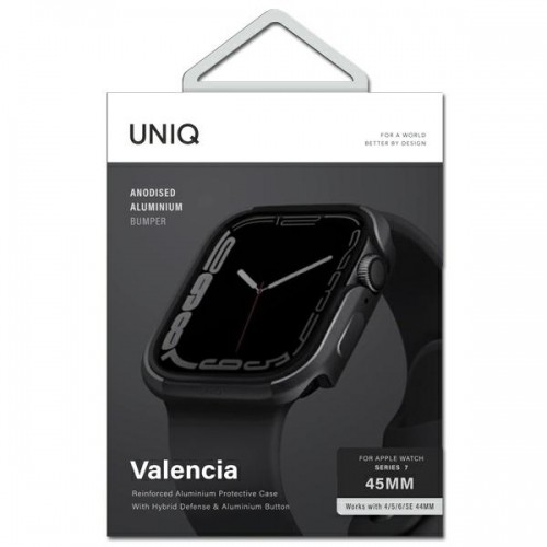 UNIQ etui Valencia Apple Watch Series 4|5|6|7|8|SE 45|44mm. grafitowy|graphite image 3