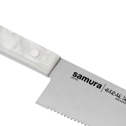 Samura Harakiri Acryl Кухонный нож Шефа c зубчатым лезвием 208mm с акриловой ручкой с AUS 8 кованной японской стали 58 HRC image 3
