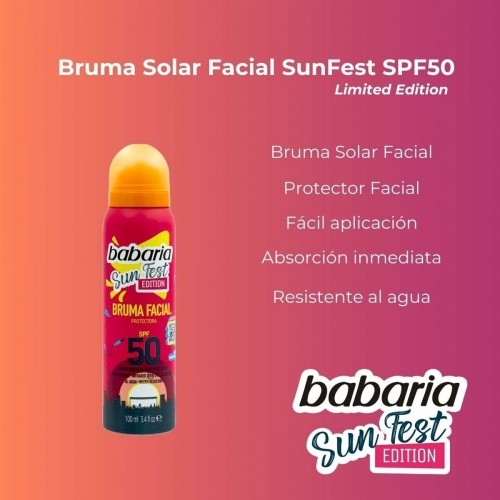 Sauļošanās krēms izsmidzināms Babaria Sun Fest Spf 50 100 ml facial Ierobežots izdevums image 3