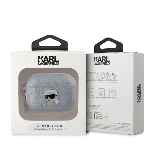 Karl Lagerfeld PU Embossed Karl Head Case for AirPods 3 Silver image 3