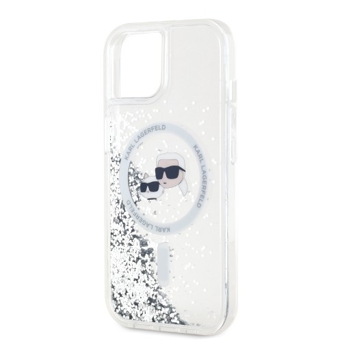 Karl Lagerfeld Liquid Glitter Karl and Choupette Heads MagSafe Case for iPhone 14 Transparent image 3