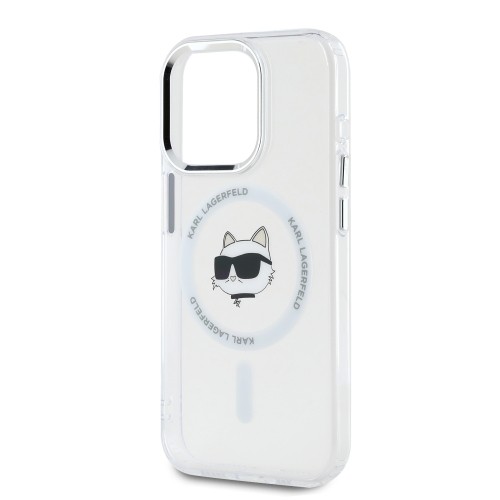 Karl Lagerfeld IML Choupette Head Metal Frame MagSafe Case for iPhone 15 Pro Max Transparent image 3