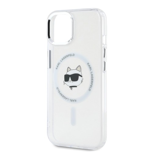 Karl Lagerfeld IML Choupette Head Metal Frame MagSafe Case for iPhone 15 Transparent image 3