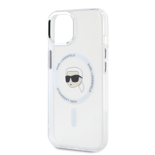 Karl Lagerfeld IML Karl Head Metal Frame MagSafe Case for iPhone 15 Transparent image 3