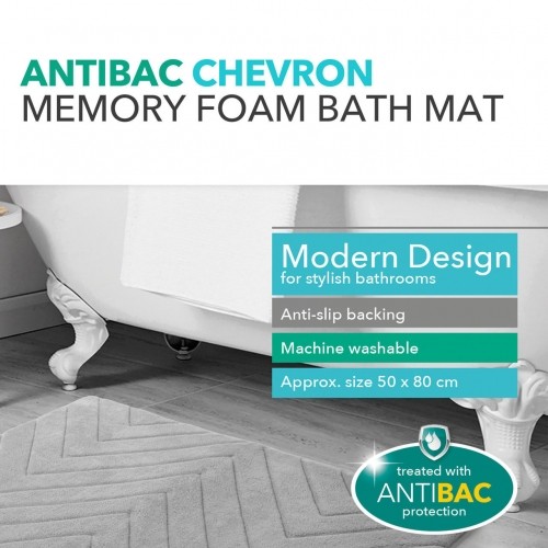 Beldray LA032647LGRYUFFEU7 Antibac Chevron Memory Foam Bath Mat image 3