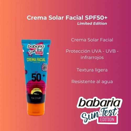 Facial Sun Cream Babaria Sun Fest SPF 50+ 75 ml Limited edition Cream image 3