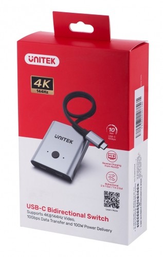Unitek two-way Signal Switch USB-C, 2 in 1 out 4K image 3