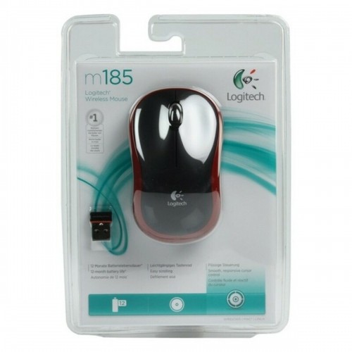 Optical Wireless Mouse Logitech M185 Red image 3