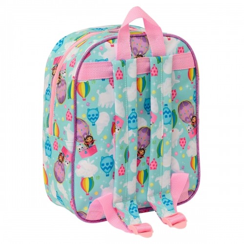 School Bag Gabby's Dollhouse Pink Sky blue 22 x 27 x 10 cm 3D image 3