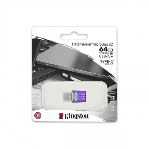 USB Zibatmiņa Kingston microDuo 3C 64 GB Violets (1 gb.) image 3