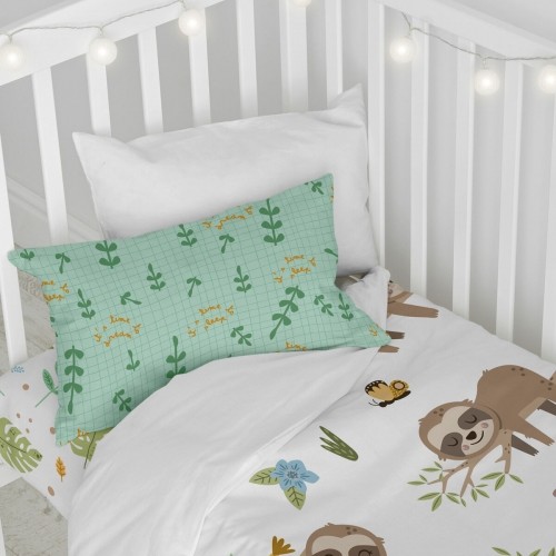 Duvet cover set HappyFriday Moshi Moshi Happy Sloth Multicolour Baby Crib 2 Pieces image 3