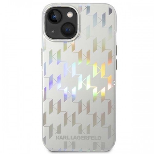 Karl Lagerfeld Iridescent Monogram Case for iPhone 14 Plus Silver image 3