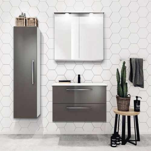 TALL UNIT WITH ACCESSORIES PANEL Raguvos Baldai ALLEGRO 35 CM glossy grey/white 1130207 image 4