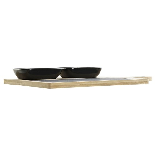 Appetizer Set DKD Home Decor Black Natural Bamboo Plastic Stoneware Board Cottage 33 x 19,7 x 3,5 cm (4 pcs) image 4