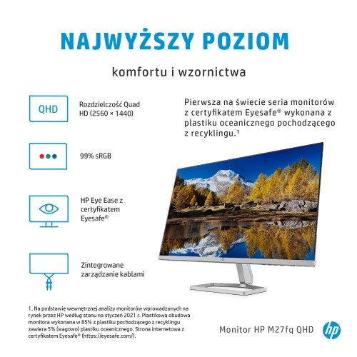 Hewlett-packard HP M27fq 68.6 cm (27") 2560 x 1440 pixels Quad HD LED Silver image 4