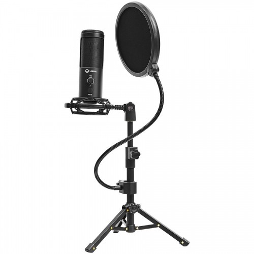 LORGAR Gaming Microphones, Black, USB condenser microphone with tripod stand, pop filter, including 1 microphone, 1 Height metal tripod, 1 plastic shock mount, 1 windscreen cap, 1,2m metel type-C USB cable, 1 pop filter, 154.6x56.1mm image 4
