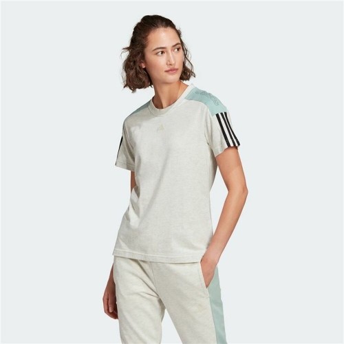 Krekls ar Īsām Piedurknēm Adidas Logo Colorblock Bēšs image 4