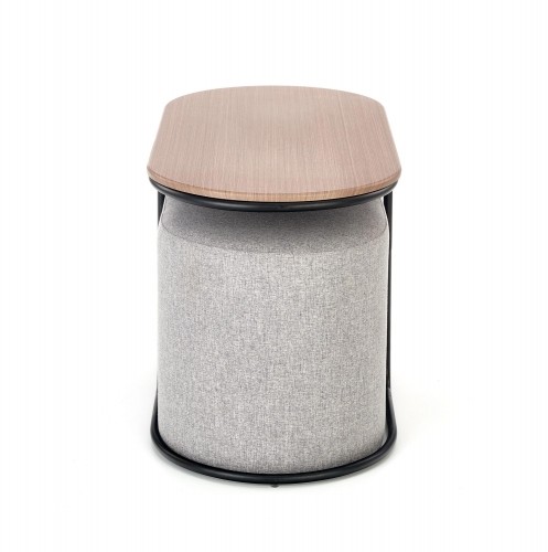 Halmar PAMPA, coffee table with pouffes, top: walnut, legs: black, pouffe: grey image 4