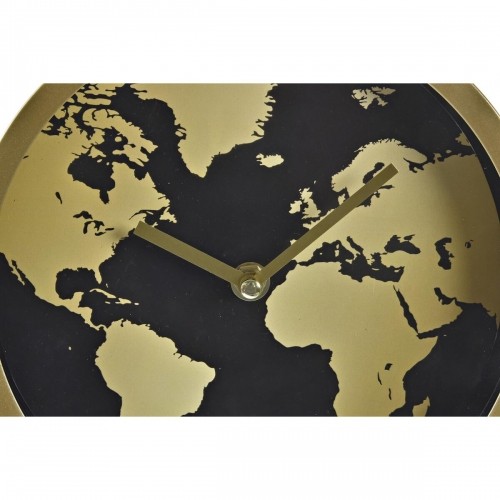 Table clock DKD Home Decor 22 x 12 x 31 cm Crystal Golden Metal Vintage World Map image 4
