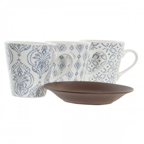 Komplekts ar kafijas tasēm DKD Home Decor Zils Brūns Keramika (150 ml) image 4