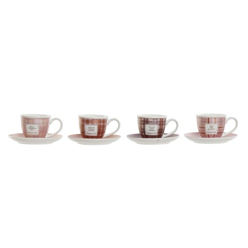 Komplekts ar kafijas tasēm DKD Home Decor Rozā Brūns Porcelāns Bone China (90 ml) image 4