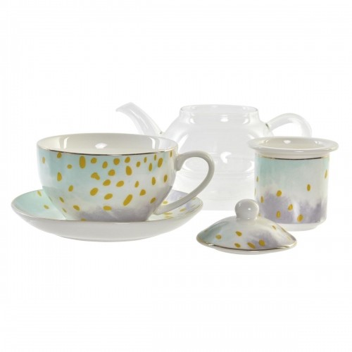 Tējkanna DKD Home Decor Stikls Porcelāns Rozā Piparmētra (250 ml) (2 gb.) image 4