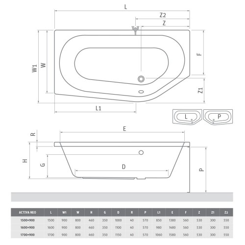 Roth ACTIVA NEO 150 (P) 1500×900 mm 9850000 угловая акриловая ванна image 4