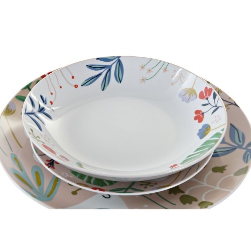 Dinnerware Set DKD Home Decor Multicolour Porcelain Flowers Urban 27 x 27 x 3 cm 18 Pieces (18 pcs) image 4