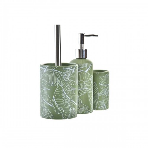 Набор для ванной DKD Home Decor Зеленый PP Dolomite Лист растения (9,5 x 9,5 x 37 cm) (3 pcs) image 4