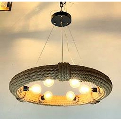 Потолочный светильник DKD Home Decor Коричневый Веревка (51 x 51 x 10 cm) (47 X 47 X 10 CM) image 4