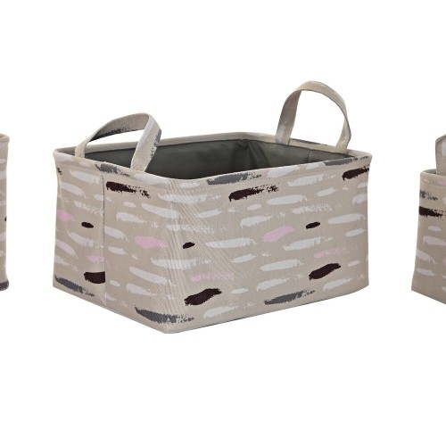 Basket set DKD Home Decor Brown Grey Orange 40 x 30 x 20 cm (3 Units) image 4