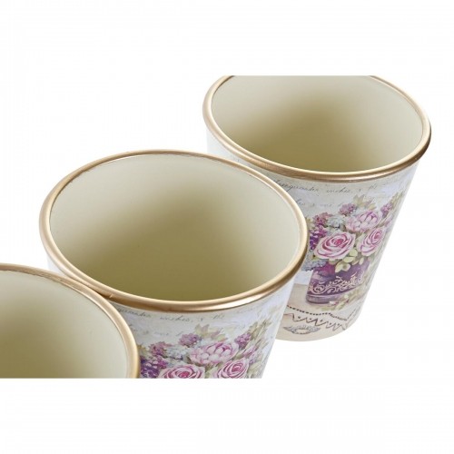 Set of pots DKD Home Decor Beige Pink PVC Aluminium Shabby Chic 38 x 12 x 14 cm (3 Pieces) image 4