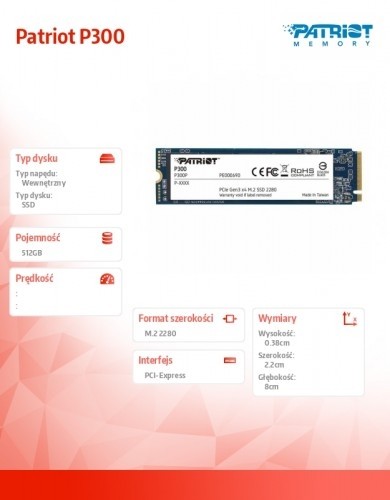 Patriot SSD 512GB Viper P300 17 00/1200 M.2 2280 non- U image 4