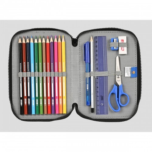 Double Pencil Case F.C. Barcelona Grey (13.5 x 20.5 x 4.5 cm) (34 Pieces) image 4