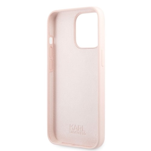 KLHCP13LSLKHP Karl Lagerfeld Liquid Silicone Karl Head Case for iPhone 13 Pro Light Pink image 4