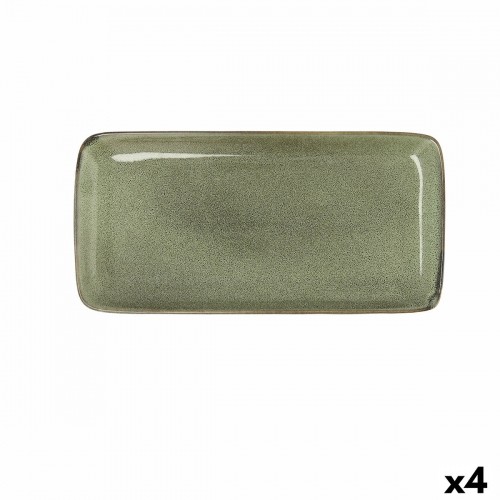 Pasniegšanas Plate Bidasoa Ikonic Zaļš Keramika (28 x 14 cm) (Pack 4x) image 4