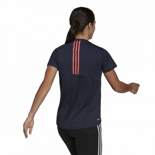 Women’s Short Sleeve T-Shirt Adidas Aeroready Designed 2 Move Black Blue image 4