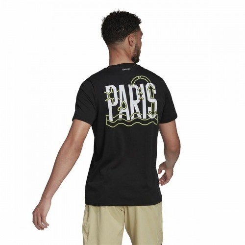 Men’s Short Sleeve T-Shirt Adidas Aeroready Paris Graphic Tennis Black image 4